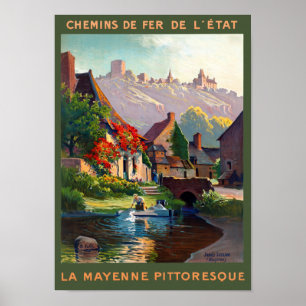 Frankrike Mayenne Reststed Vintage resor Poster