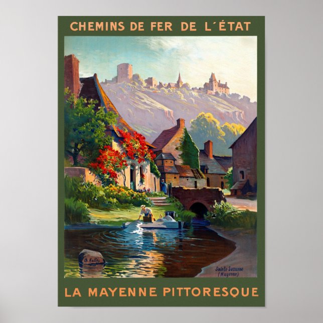Frankrike Mayenne Reststed Vintage resor Poster (Framsidan)