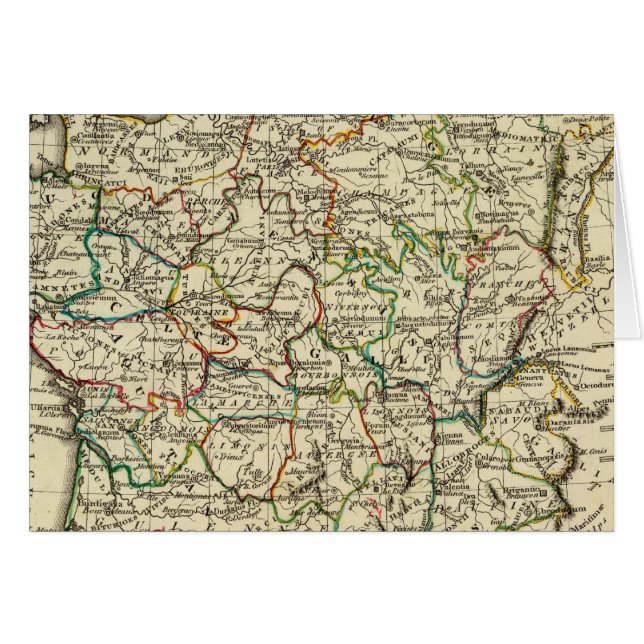 Frankrike med avgränsningar hälsningskort (Framsidan Horizontal)