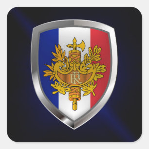 Frankrike Metallisk emblem Fyrkantigt Klistermärke