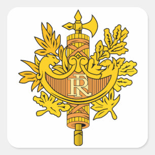 Frankrike National Emblem Fyrkantigt Klistermärke
