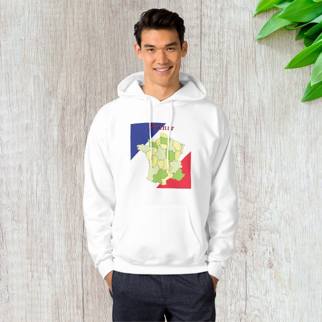 Frankrike National Färg och Karta Hoodie (Skapare uppladdad)