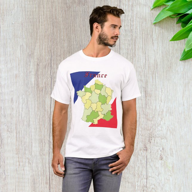 Frankrike National Färg och Karta T Shirt (Skapare uppladdad)