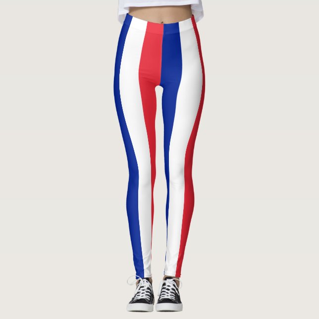 Frankrike National Flagga Färg Lodrät Stripe Leggings (Framsida)