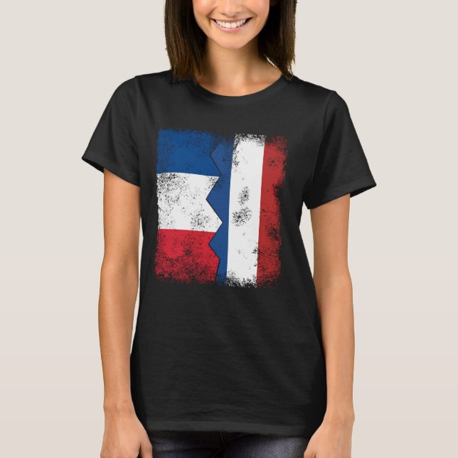 Frankrike Netherlands Flaggor Halvholländska Frans T Shirt (Framsida)