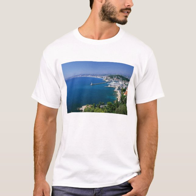 Frankrike, Nice, flygbild över hamnen T-shirt (Framsida)