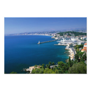 Frankrike, Nicefördraget, flygvy över hamnen Fototryck