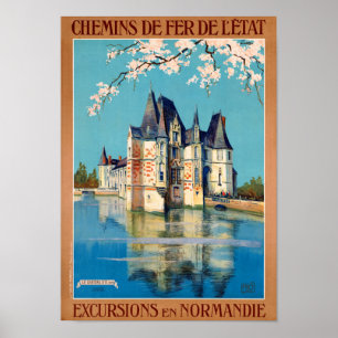 Frankrike Normandie Restated Vintage resor Poster