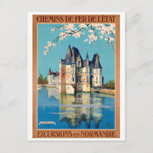Frankrike Normandie Restaurerad Vintage Resa Affis Vykort