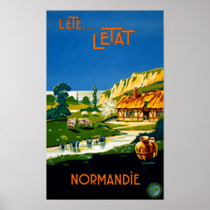 Frankrike Normany Vintage resor Poster återställd