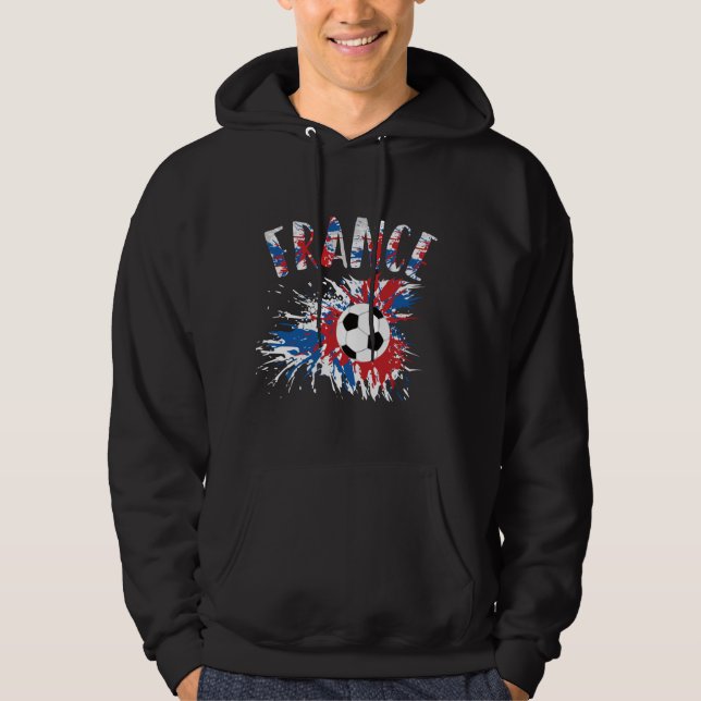 Frankrike Ocer Ball Grunge Flagga Hoodie (Framsida)