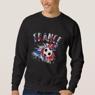 Frankrike Ocer Ball Grunge Flagga Lång Ärmad Tröja