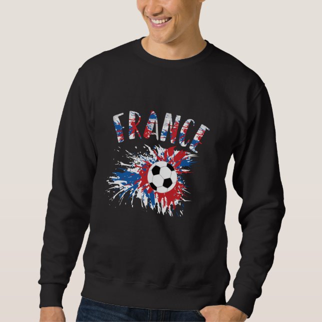 Frankrike Ocer Ball Grunge Flagga Lång Ärmad Tröja (Framsida)