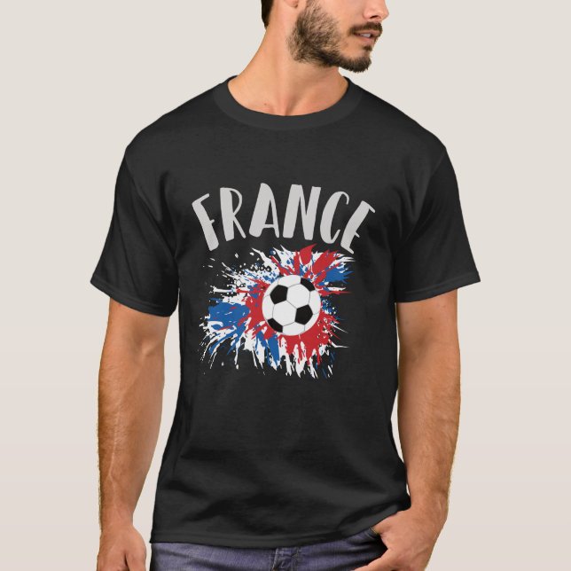Frankrike Ocer Ball Grunge Flagga T Shirt (Framsida)