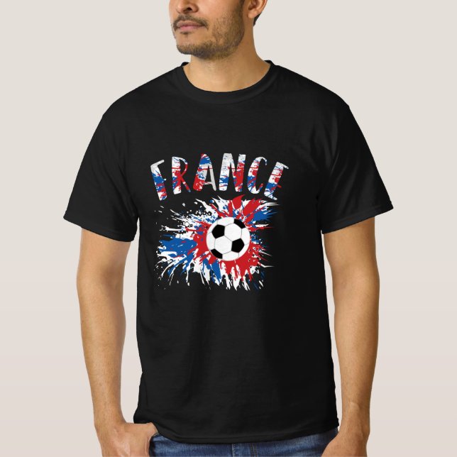 Frankrike Ocer Ball Grunge Flagga T Shirt (Framsida)