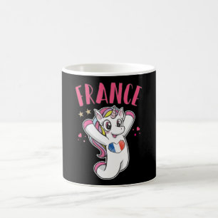 Frankrike Ocer Fläkt Unicorn med hjärta flagga Kaffemugg