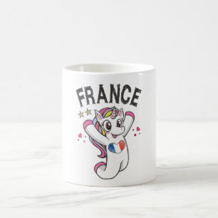 Frankrike Ocer Fläkt Unicorn med hjärta flagga Kaffemugg