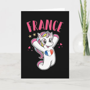 Frankrike Ocer Fläkt Unicorn med hjärta flagga Kort