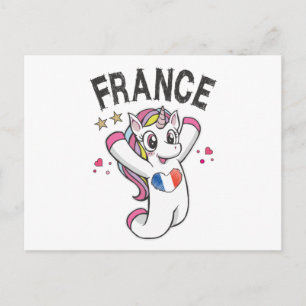 Frankrike Ocer Fläkt Unicorn med hjärta flagga Vykort