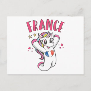 Frankrike Ocer Fläkt Unicorn med hjärta flagga Vykort