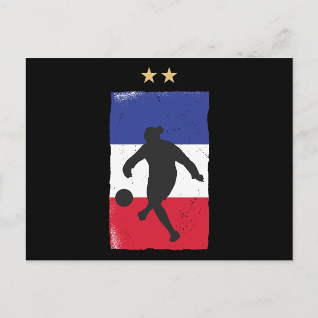 Frankrike Ocer Jersey Football Fläkt Fransk Flagga Vykort (Framsida)