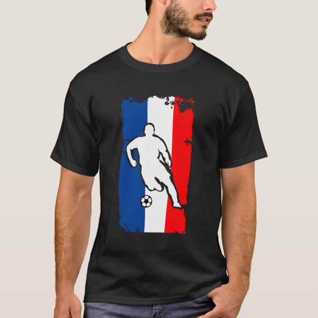 Frankrike Ocer Jersey Fransk Flagga Football Futbo T Shirt (Framsida)