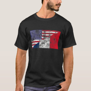Frankrike och Förenade Stater Flagga Vänskap Distr T Shirt