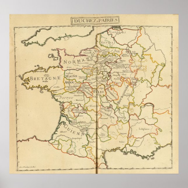 Frankrike och gränser poster (Framsidan)