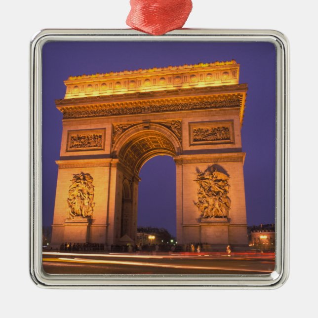 Frankrike, Paris, Arc de Triomphe i skymningen. Julgransprydnad Metall (Framsidan)
