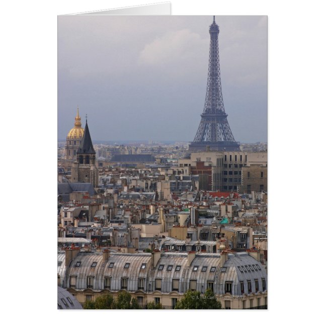 Frankrike, Paris, cityscape med Eiffel Torn Hälsningskort (Framsidan)