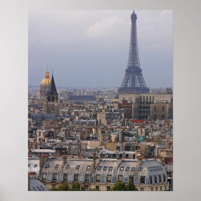Frankrike, Paris, cityscape med Eiffel Torn Poster (Framsidan)