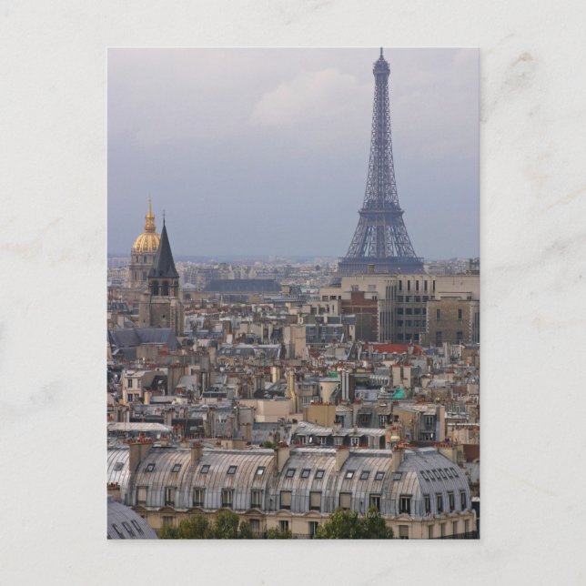 Frankrike, Paris, cityscape med Eiffel Torn Vykort (Framsida)