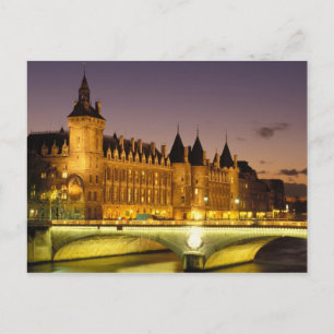 Frankrike, Paris, Conciergerie och River Seine vid Vykort