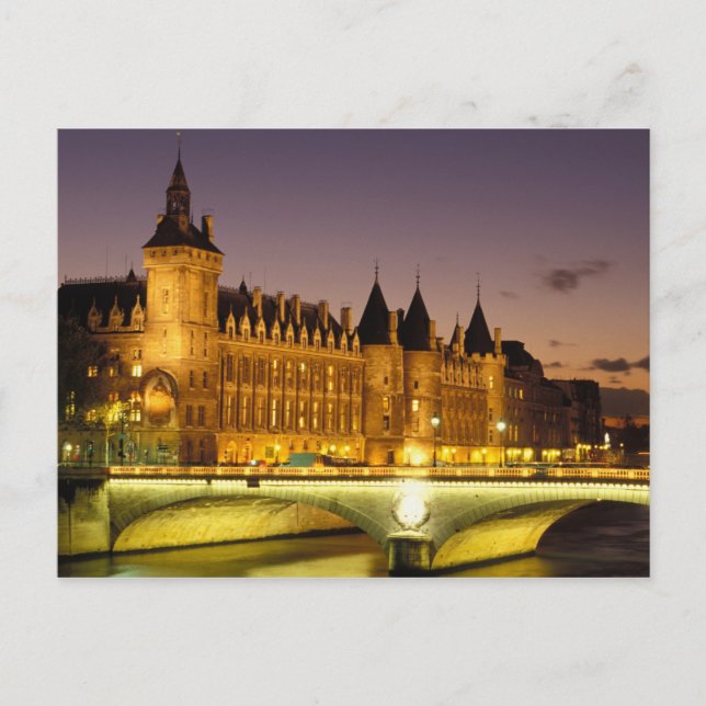 Frankrike, Paris, Conciergerie och River Seine vid Vykort (Framsida)