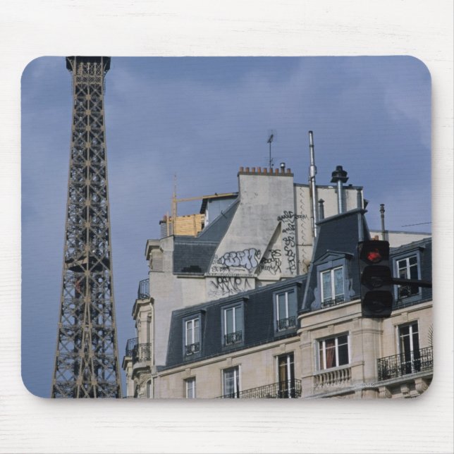 Frankrike, Paris, Eiffel Torn bakom tunnelbana tåg Musmatta (Framsidan)