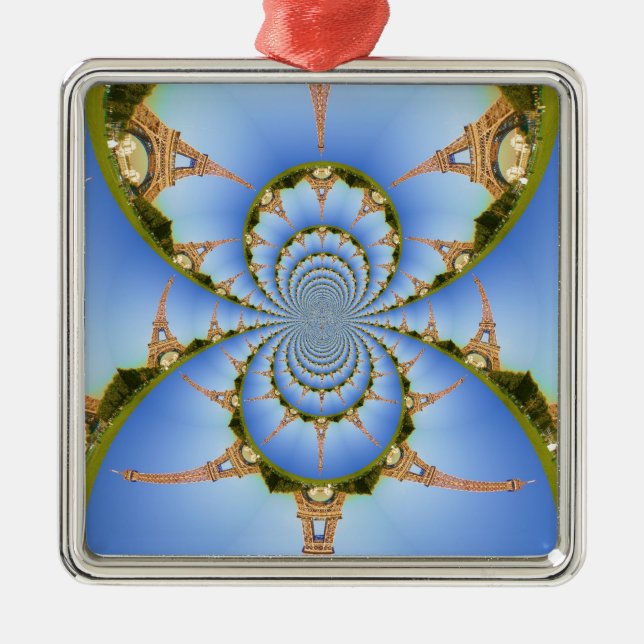 Frankrike Paris Eiffel Torn Kaleidoscope Blue Loel Julgransprydnad Metall (Framsidan)
