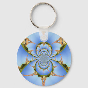 Frankrike Paris Eiffel Torn Kaleidoscope Blue Loel Nyckelring