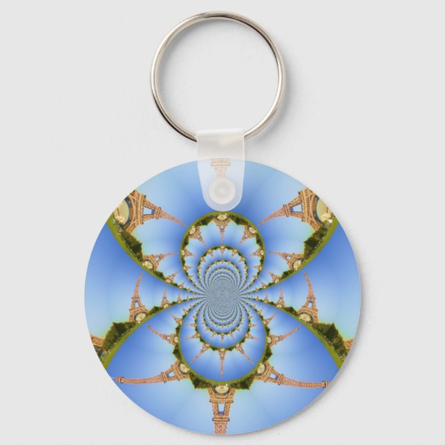 Frankrike Paris Eiffel Torn Kaleidoscope Blue Loel Nyckelring (Framsida)