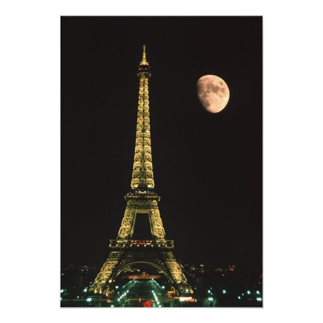 Frankrike, Paris. Eiffeltornet på natten med Fototryck (Framsidan)