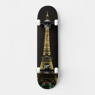 Frankrike, Paris. Eiffeltornet på natten med Skateboard Bräda 19,5 Cm