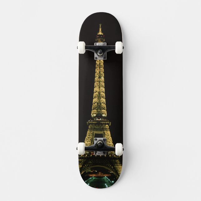 Frankrike, Paris. Eiffeltornet på natten med Skateboard Bräda 19,5 Cm (Framsida)