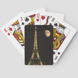 Frankrike, Paris. Eiffeltornet på natten med Spelkort