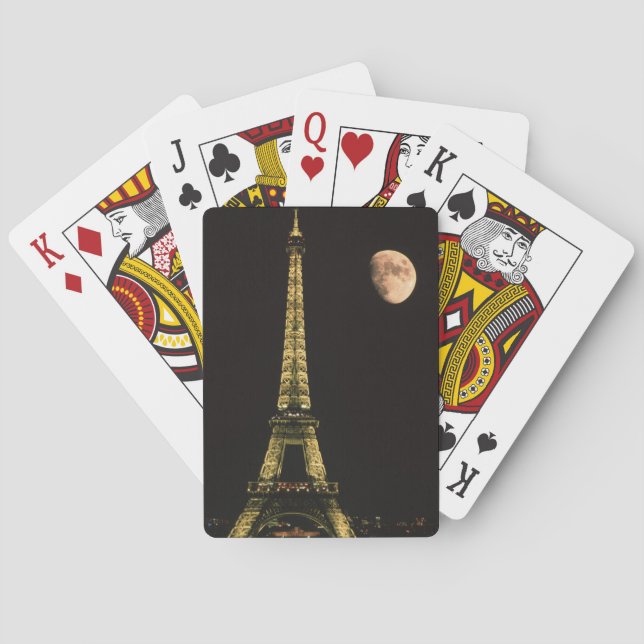 Frankrike, Paris. Eiffeltornet på natten med Spelkort (Baksidan)