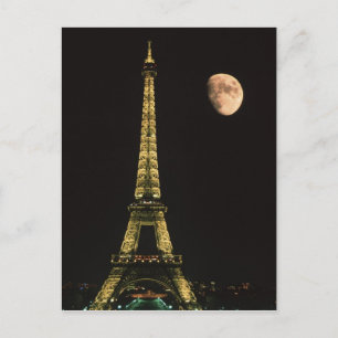 Frankrike, Paris. Eiffeltornet på natten med Vykort