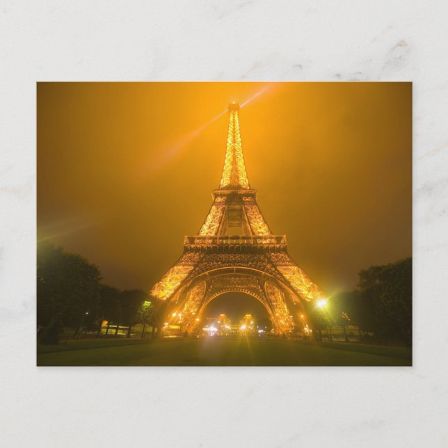 Frankrike, Paris. Eiffeltornet upplyst kl 3 Vykort (Framsida)