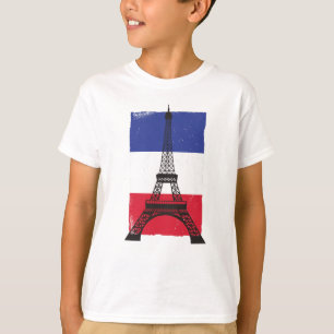 Frankrike Paris Fransk Flagga T Shirt
