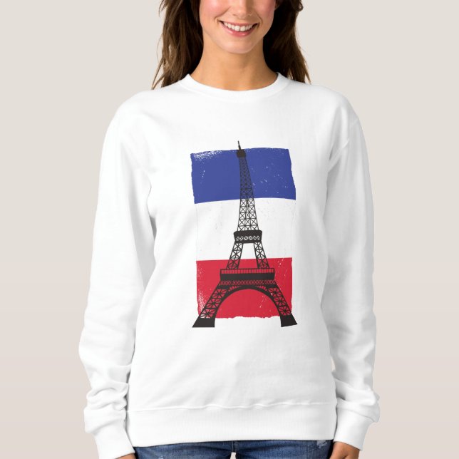 Frankrike Paris Fransk Flagga T Shirt (Framsida)