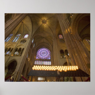 Frankrike, Paris. Insida i Notre Dame-katedralen. Poster