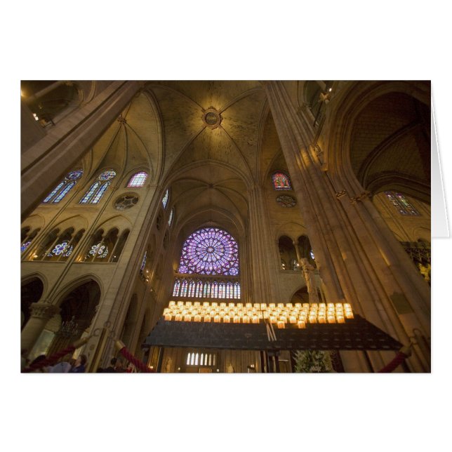 Frankrike, Paris. Interiör från Notre Dame-katedra Hälsningskort (Framsidan Horizontal)