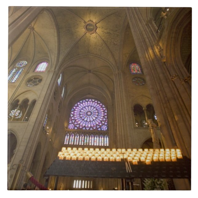 Frankrike, Paris. Interiör från Notre Dame-katedra Kakelplatta (Framsidan)